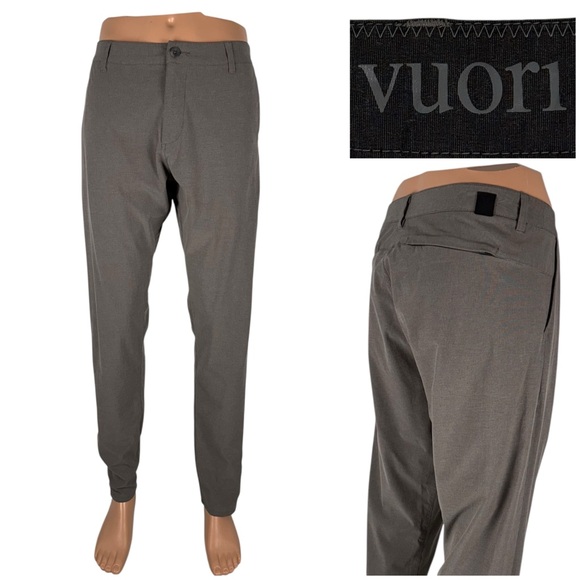 Vuori Aim Mens 34 x 32 (actual) Pants Performance Stretch Comfort Brown Golf